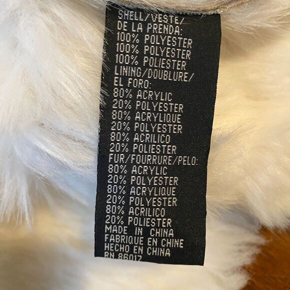 Y2K Glam VTG Bebe Penny Lane Faux Fur Suede Large Hooded Winter Coat Cream Pink - Picture 8 of 13